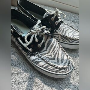 Sperry Black and White Boat Shoes